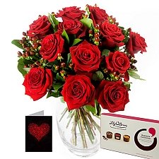 Twelve Red Roses Gift Set Delivery to UK