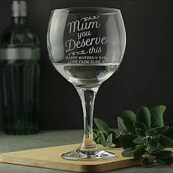Personalised 'Mum You Deserve This' Gin Balloon Glass