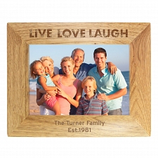 Personalised Live Laugh Love 5x7 Wooden Photo Frame