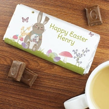 Personalised Easter Meadow Bunny Milk Chocolates Bar