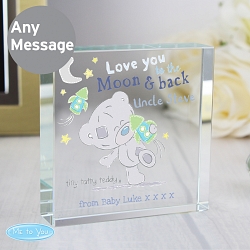 Personalised Tiny Tatty Teddy To the Moon and Back Large Crystal Token delivery to UK [United Kingdom]