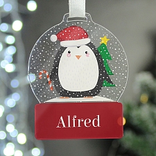 Personalised Penguin Acrylic Snowglobe delivery to UK