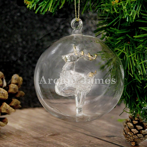 Personalised Name Only Reindeer Glass Bauble