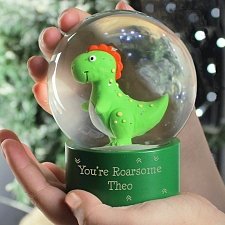 Personalised Message Dinosaur Glitter Snow Globe to UK