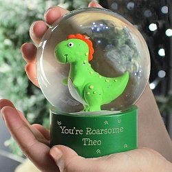Personalised Message Dinosaur Glitter Snow Globe to UK