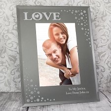 Personalised LOVE Diamante Glass Photo Frame Delivery UK