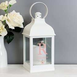 Personalised Floral Bouquet White Lantern to UK [United Kingdom]