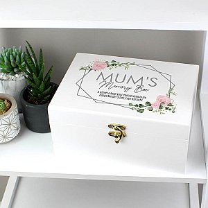 Personalised Abstract Rose White Wooden Keepsake Box