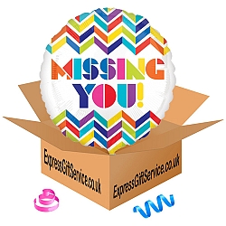 Multi Chevron Missing You Balloon Delivery to UK