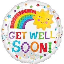 Get Well Soon Happy Sun Standard Foil Balloon delivery UK