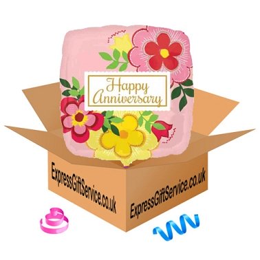 Flowery Anniversary Standard Foil Balloon Delivery to UK