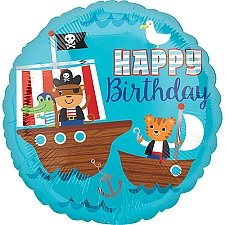 Pirate Ship Happy Birthday Standard HX Foil Balloon delivery to UK