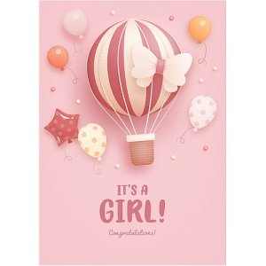 Its Baby Girl Balloon Card