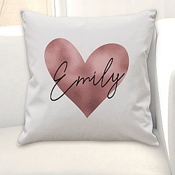 Personalised Name Only Rose Gold Heart Cushion