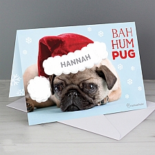 Personalised Rachael Hale Christmas Bah Hum Pug Card delivery to UK [United Kingdom]