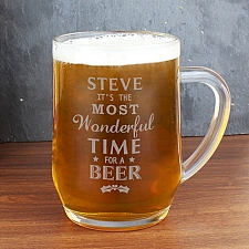 Personalised Wonderful Time For A Beer... Glass Tankard delivery to UK [United Kingdom]