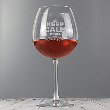 Personalised Keep Calm Bottle of Wine Glass delivery to UK [United Kingdom]