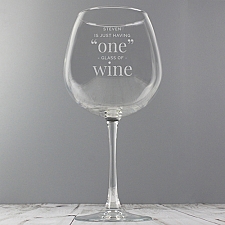 Personalised 'One Glass' Bottle of Wine Glass delivery to UK [United Kingdom]