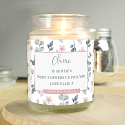 Personalised Floral Large Scented Jar Candle