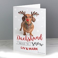 Personalised Christmas Dachshund the Snow Card delivery to UK [United Kingdom]