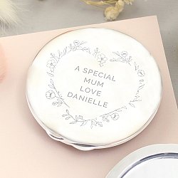 Personalised Floral Heart Compact Mirror