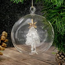 Personalised Glass Christmas Tree Bauble delivery to UK [United Kingdom]