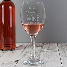 Personalised Dreaming of a Wine Christmas... Wine Glass delivery to UK [United Kingdom]