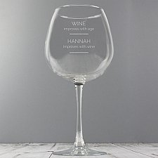 Personalised 'Wine Improves with Age' Bottle of Wine Glass delivery to UK [United Kingdom]