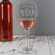 Personalised 'All You Need is Wine' Wine Glass delivery to UK [United Kingdom]