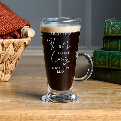 Personalised Get Cosy Latte Glass