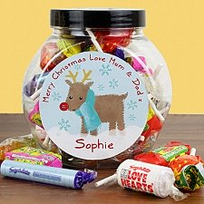 Personalised Felt Stitch Reindeer Sweet Jar delivery to UK [United Kingdom]