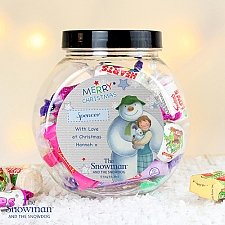 Personalised The Snowman and the Snowdog Blue Sweet Jar delivery to UK [United Kingdom]
