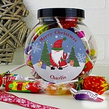 Personalised Tartan Santa Sweet Jar delivery to UK [United Kingdom]
