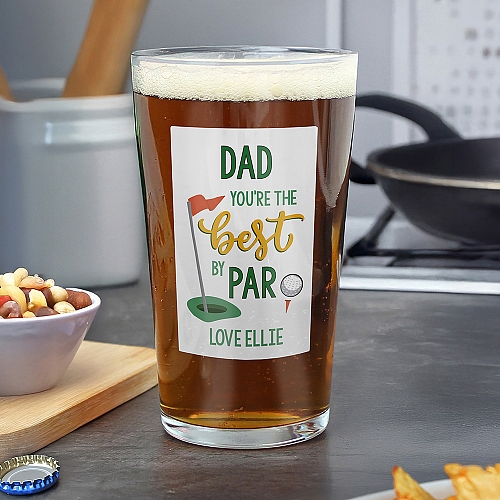 Personalised Best By Par Printed Beer Glass