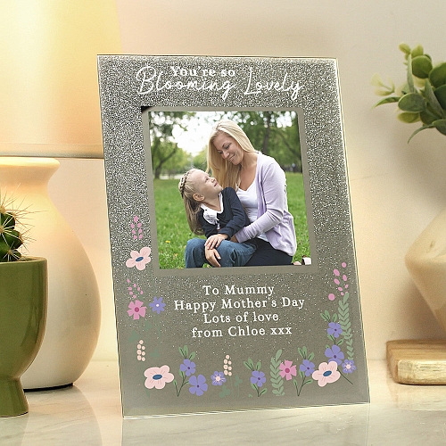 Personalised Blooming Lovely 6x4 Glitter Photo Frame