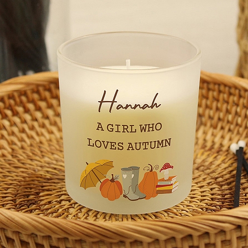 Personalised Pumpkin Frosted Glass Candle