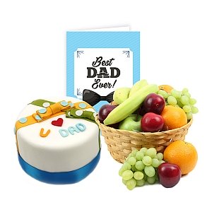 Dad Gala Fruits with Cake and Card