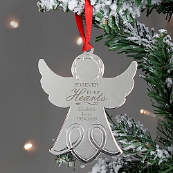 Personalised Hearts Angel Metal Decoration