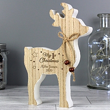 Personalised Wooden Reindeer Decoration