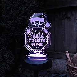 Personalised Santa Stop Here Sign Outdoor Solar Light