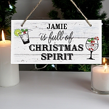 Personalised Christmas Spirit Wooden Sign Delivery to UK