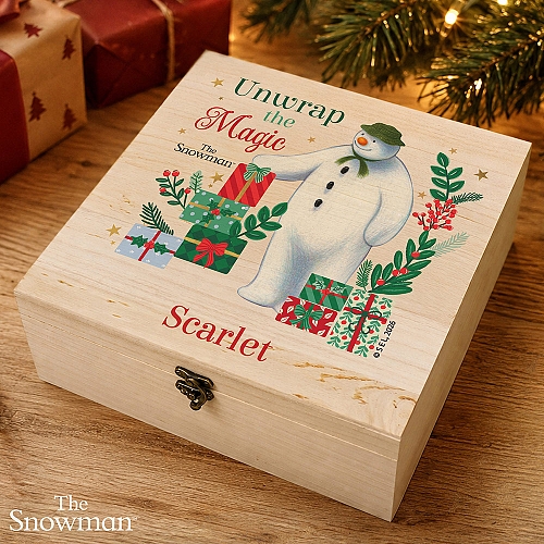 Personalised The Snowman Christmas Wishes Wooden Box