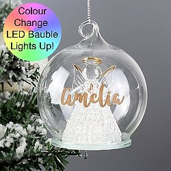 Personalised LED Angel Christmas Bauble Delivery to UK
