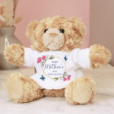 Personalised Geometric Floral Teddy Bear