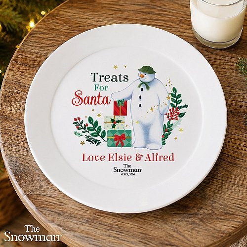 Personalised The Snowman Christmas Wishes Treats For Santa Plastic Plate