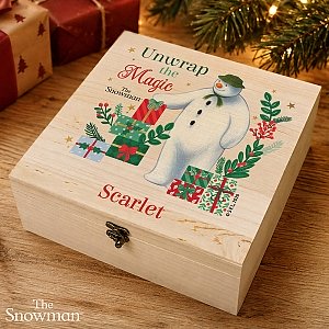 Personalised The Snowman Christmas Wishes Wooden Box