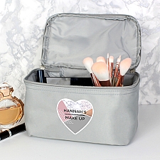 Personalised Geometric Grey Make Up Wash Bag Delivery to UK